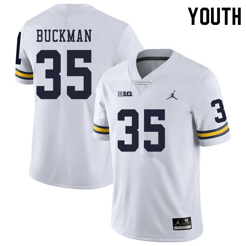 Youth #35 Luke Buckman Michigan Wolverines College Football Jerseys Sale-White